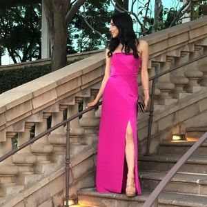 Pink BCBG Maxazria long slit gown// size 0